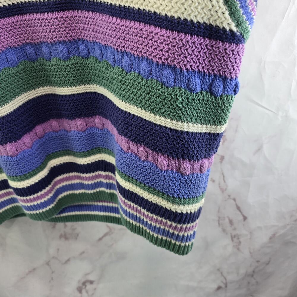Marine Layer Sweater Womens Large Purple Blue White Striped Cotton Rory - Picture 4 of 10